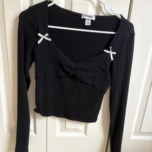 RSQ Black Ribbed Long Sleeve Top